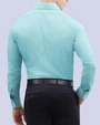 Camisa de vestir textura manga larga slim fit turquesa