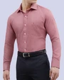 Camisa de vestir textura manga larga slim fit rojo