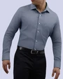 Camisa de vestir textura manga larga slim fit azul