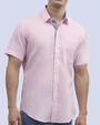 Camisa de vestir textura manga corta slim fit rosada