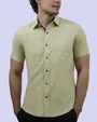 Camisa de vestir textura manga corta slim fit verde