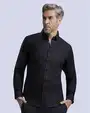 Camisa de vestir textura manga larga slim fit azul negro