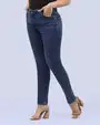 Jeans levanta pompa tiro alto con un botón estilo recto 461 azul