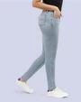 Jeans levanta pompa tiro alto con un botón estilo recto 461 celeste