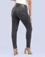 Jeans levanta pompa tiro alto con un botón estilo recto 461 negro