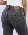 Jeans levanta pompa tiro alto con un botón estilo recto 461 negro