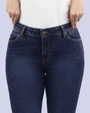 Jeans levanta pompa tiro alto con un botón estilo recto 461 azul oscuro