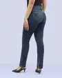 Jeans levanta pompa tiro alto con un botón estilo recto 461 azul claro