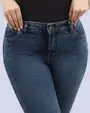 Jeans levanta pompa tiro alto con un botón estilo recto 461 azul claro