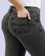 Jeans levanta pompa tiro alto con un botón estilo recto 461 negro