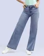 Jeans tipo wide leg 481 tiro alto celeste