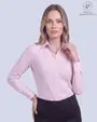 Blusa de vestir slim fit rosada piqué premium bambú stretch