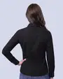 Blusa de vestir slim fit negra piqué premium bambú stretch