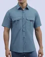 Camisa casual manga corta performance azul