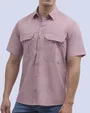 Camisa casual manga corta performance rosa antigua