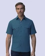 Camisa casual performance turquesa manga corta slim fit