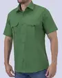 Camisa casual performance verde manga corta slim fit