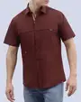 Camisa casual performance manga corta vino