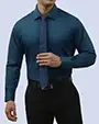 Camisa de vestir slim fit total comfort bambú stretch turquesa