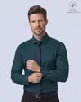 Camisa de vestir slim fit turquesa total comfort premium bambú stretch