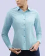 Blusa de vestir slim fit manga larga oxford aqua