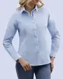 Blusa de vestir slim fit manga larga oxford celeste