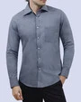 Camisa de vestir estampada piqué gris manga larga