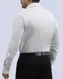 Camisa de vestir estampada piqué blanca manga larga