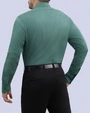 Camisa de vestir estampada piqué verde manga larga