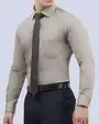 Camisa de vestir lisa slim fit piqué beige