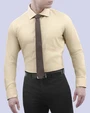 Camisa de vestir lisa slim fit piqué amarilla