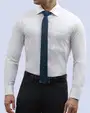 Camisa de vestir slim fit piqué stretch bambú blanca