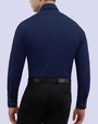 Camisa piqué stretch in organic bambú  slim fit azul