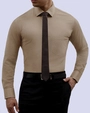 Camisa piqué stretch in organic bambú  slim fit azul beige