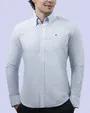 Camisa casual oxford celeste manga larga slim fit