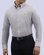 Camisa casual rayada oxford morada manga larga slim fit