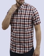 Camisa casual cuadro multicolor manga corta slim fit