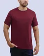 Camiseta cuello redondo lisa manga corta negra vino