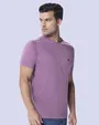 Camiseta cuello redondo lisa manga corta morada