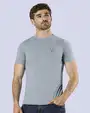 Camiseta cuello redondo lisa manga corta celeste