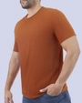 Camiseta cuello redondo lisa manga corta anaranjada