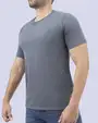 Camiseta cuello redondo lisa manga corta azul
