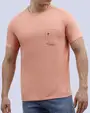 Camiseta cuello redondo lisa manga corta salmón