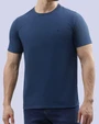 Camiseta cuello redondo lisa manga corta azul