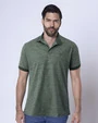 Camisa sport rayadas slim fit manga corta verde