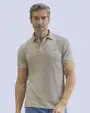 Camisa sport rayadas slim fit manga corta café