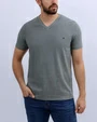 Camiseta cuello v textura slim fit manga corta gris