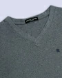 Camiseta cuello v textura slim fit manga corta gris