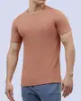 Camiseta cuello redondo slim fit manga corta anaranjada