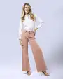 Jeans twill tipo wide leg 481 tiro alto rosado